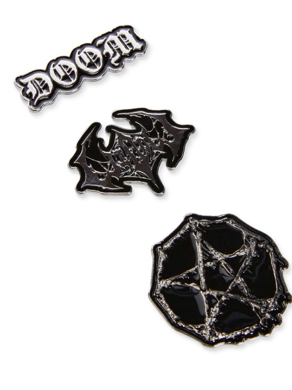 Dolls Kill x Widow 3 Piece Black Enamel Pin Set - Metal Gothic Pins